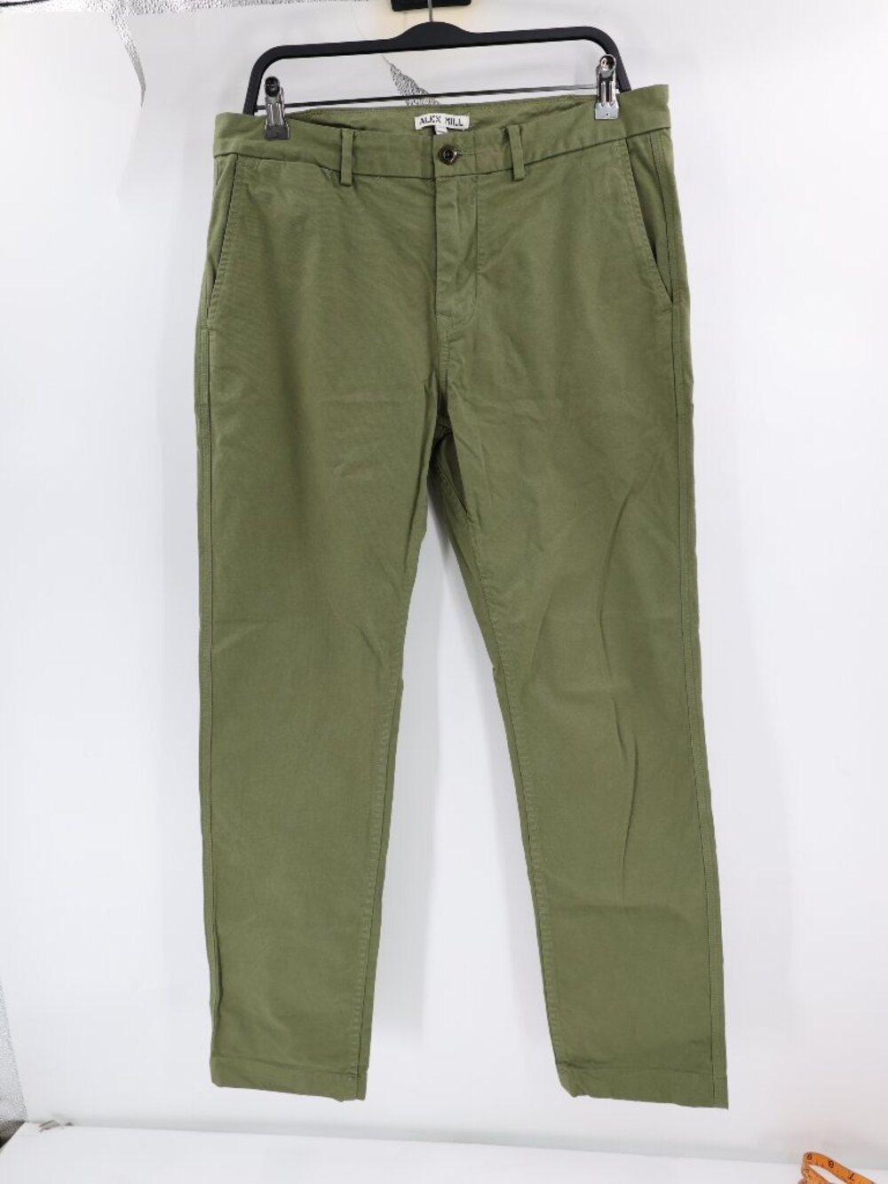 Alex Mill Pants Mens 33 L30 Straight Leg Chino Flat Front Cotton Stretch Green